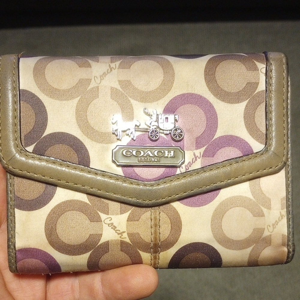 Coach Wallet with Purple and Brown Circles